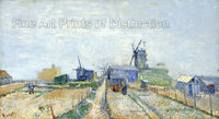 An archival premium Quality Art Print of Montmartre Windmills and Vegetable Gardens by Vincent Van Gogh for sale by Brandywine General Store
