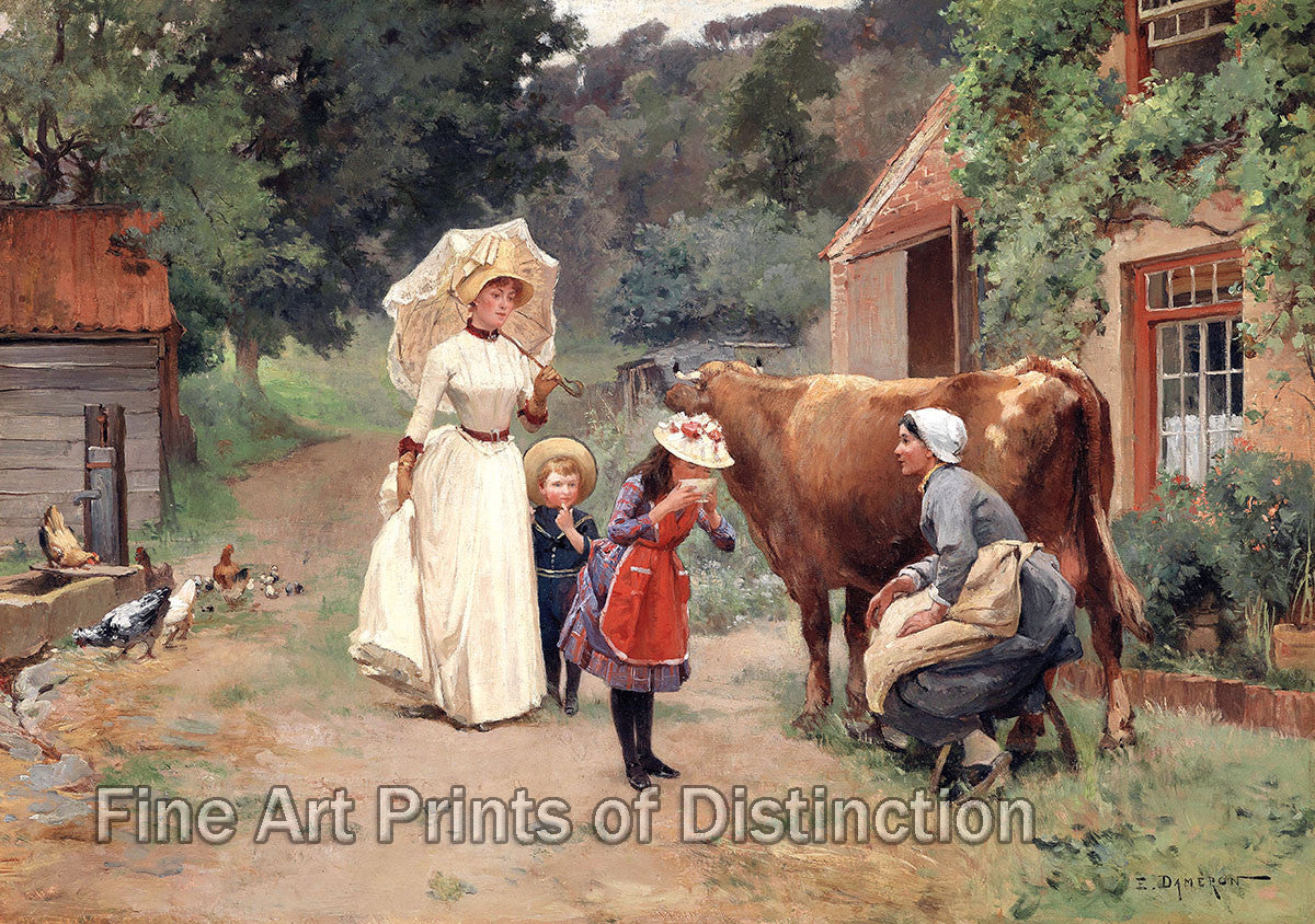 A Museum Quality Print of Visit to a Farm by Emile Charles Dameron for sale by Brandywine General Store