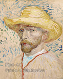 An archival premium Quality art Print of Self Portrait with a Straw Hat by Vincent Van Gogh for sale by Brandywine General Store