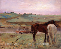 An archival premium Quality art Print of Horses in the Meadow by Edgar Degas for sale by Brandywine General Store
