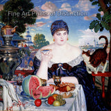 An archival premium Quality Art Print of a Merchant's Wife at Tea by Boris Kustodiev for sale by Brandywine General Store