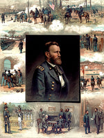 An archival premium quality Civil War art print showing scenes of General Ulysses S. Grant and his career from West Point to Appomattox for sale by Brandywine General Store