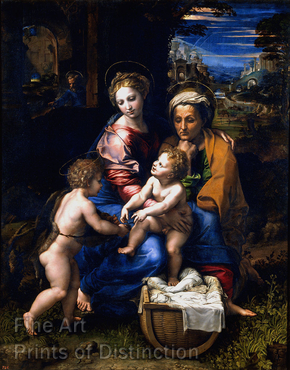 An archival premium quality art print of The Pearl or The Holy Family painted by Raphael in the year 1518 for sale by Brandywine General Store.