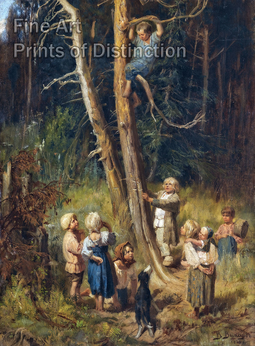 An archival premium Quality art Print of Children Raiding Nests in the Forest by Viktor M. Vasnetsov for sale by Brandywine General Store