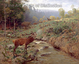 An archival premium Quality art Print of A Herd of Red Deer in a Forest Glade by Johann Christian Kroner for sale by Brandywine General Store