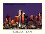 Skyline of Dallas Texas at Dusk Poster Style Art Print