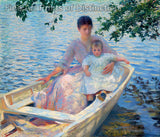 An archival premium Quality Art Print of a Mother and Child in a Boat by Edmund Charles Tarbell for sale by Brandywine General Store