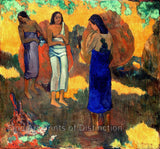 An archival premium Quality art Print of Three Tahitian Women Against a Yellow Background painted by Paul Gauguin in 1899 for sale by Brandywine General Store