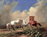 An archival premium Quality art Print of Horses Balking at an Approaching Storm by Rudolf Koller for sale by Brandywine General Store
