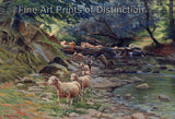 An archival premium Quality art Print of Small Flock of Sheep and Shepherds at the Brook by Ruggero Panerai for sale by Brandywine General Store