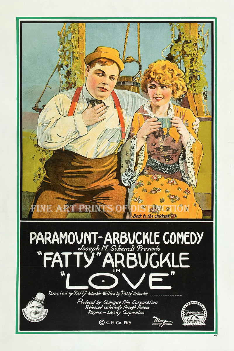 1919 movie poster of Love starring Fatty Arbuckle Art Print