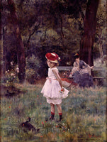 An archival premium Quality art Print of Little Girl With Duck painted by Alfred Stevens in 1881 for sale by Brandywine General Store