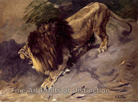 An archival premium Quality art Print of A Roaring Lion by Geza Vastagh for sale by Brandywine General Store