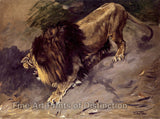 An archival premium Quality art Print of A Roaring Lion by Geza Vastagh for sale by Brandywine General Store