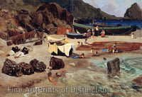An archival premium Quality art Print of Fishing Boats at Capri by Albert Bierstadt for sale by Brandywine General Store
