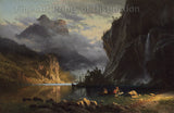 An archival premium Quality art Print of Indians Spear Fishing by Albert Bierstadt for sale by Brandywine General Store
