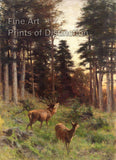 An archival premium Quality art Print of Deer at Dusk by Franz Xaver von Pausinger for sale by Brandywine General Store