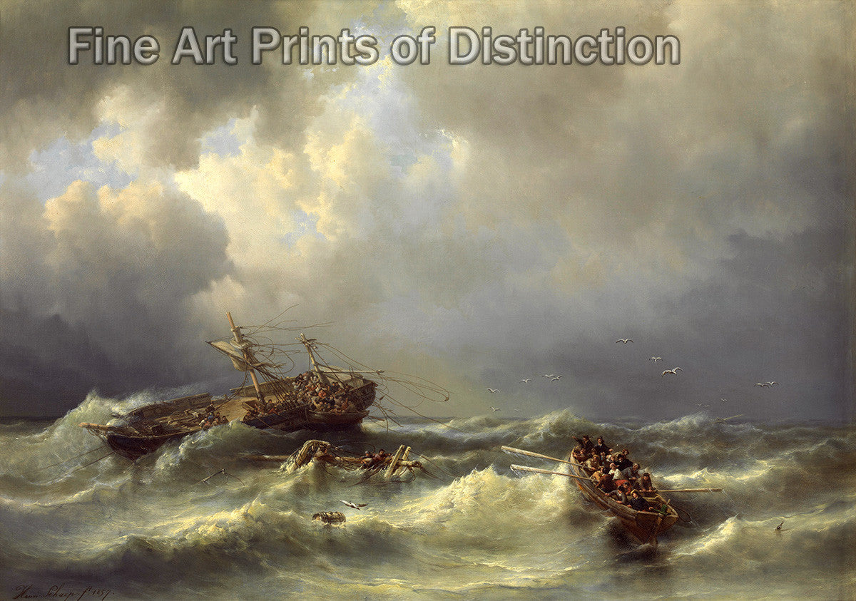 An archival premium Quality art Print of Shipwreck by Henri Adolphe Schaep for sale by Brandywine General Store