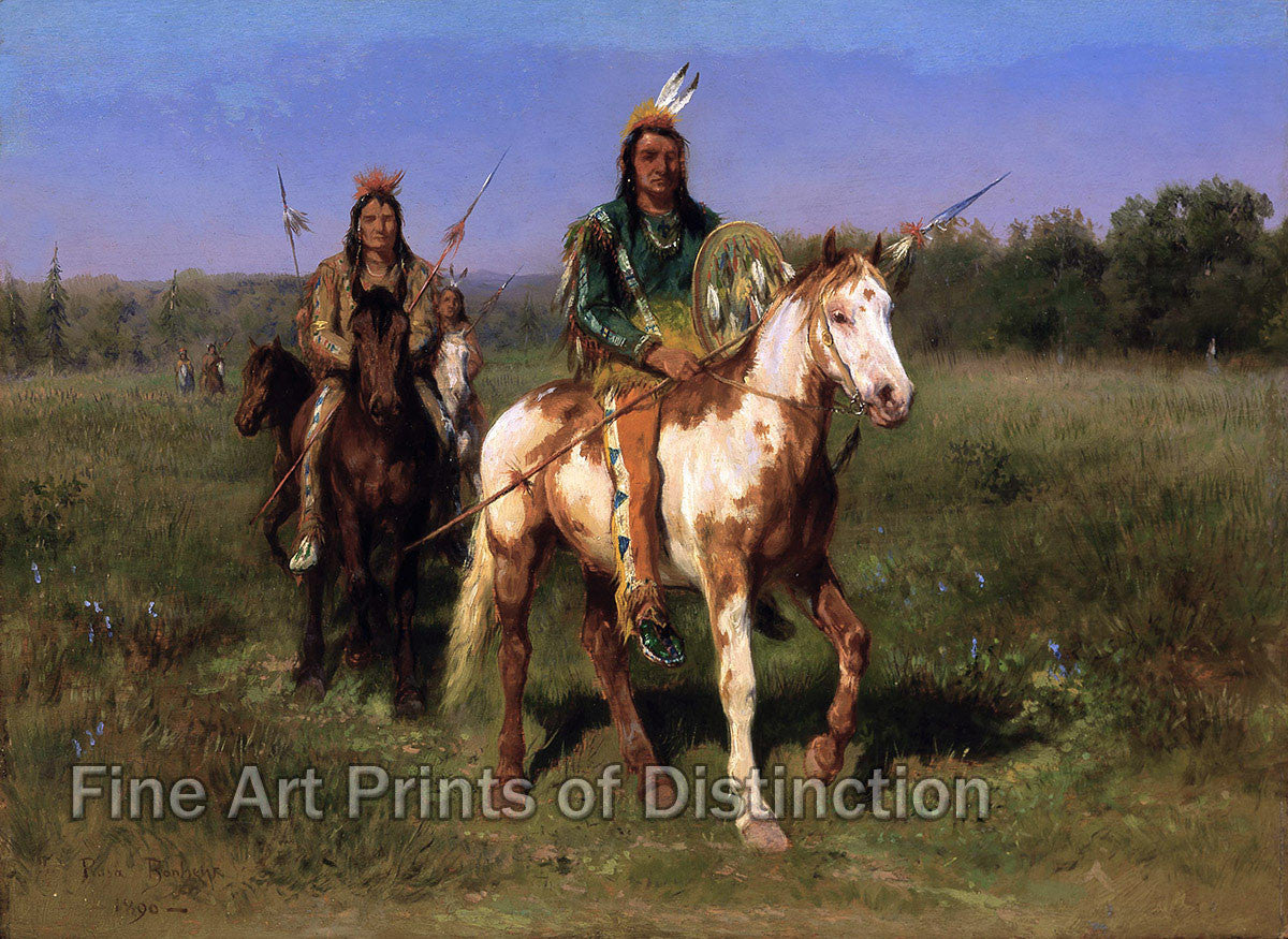 An archival premium Quality art Print of Mounted Indians Carrying Spears by Rosa Bonheur for sale by Brandywine General Store