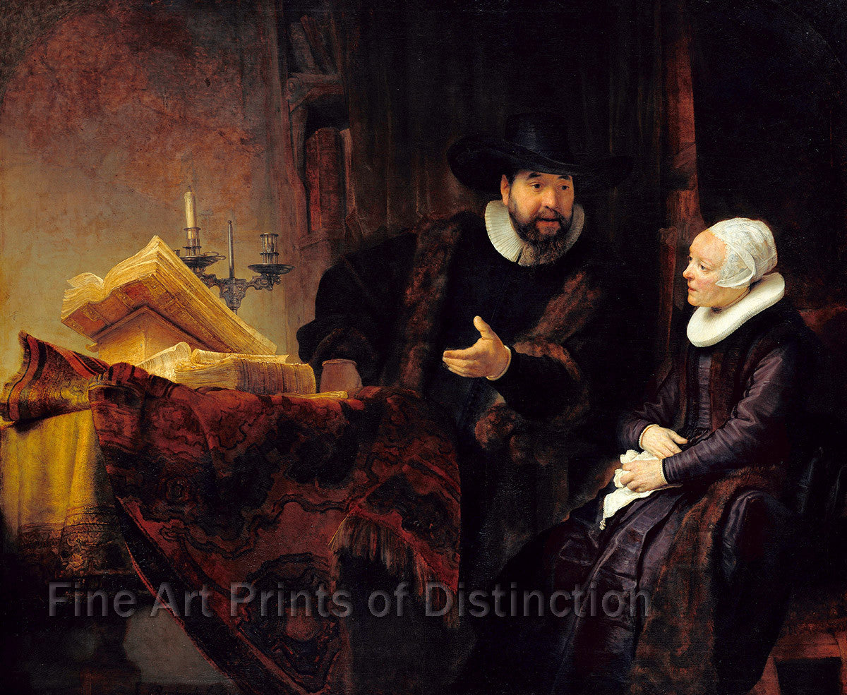 An archival premium Quality Print of Mennonite Preacher Anslo and Wife by Rembrandt for sale by Brandywine General Store