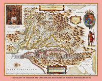 1630 Map of the Colony of Virginia and Chesapeake Bay by Henricus Hondius art print