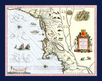 1635 Blaeu Map of New England and New York art print