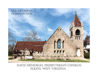 Poster Art Print of Davis Memorial Presbyterian Church in the mountain town of Elkins WV