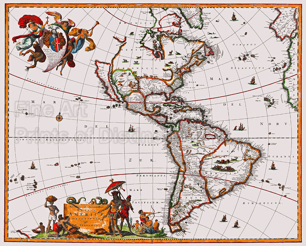 1658 Visscher Map of North and South America | Brandywine General Store
