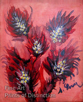 An archival premium quality folk art Print of Red Flowers by Seraphine Louis, a French Painter of the naive style for sale by Brandywine General Store