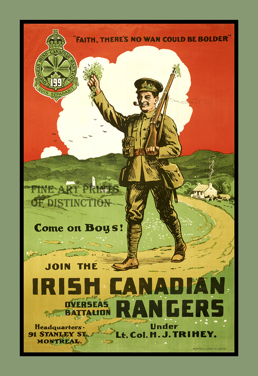World War I poster of Join the Canadian Irish Rangers Art Print