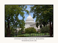 United States Capitol Building framed in trees poster style print