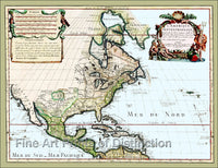 1700 Map of North America by Guillaume de L'Isle art print