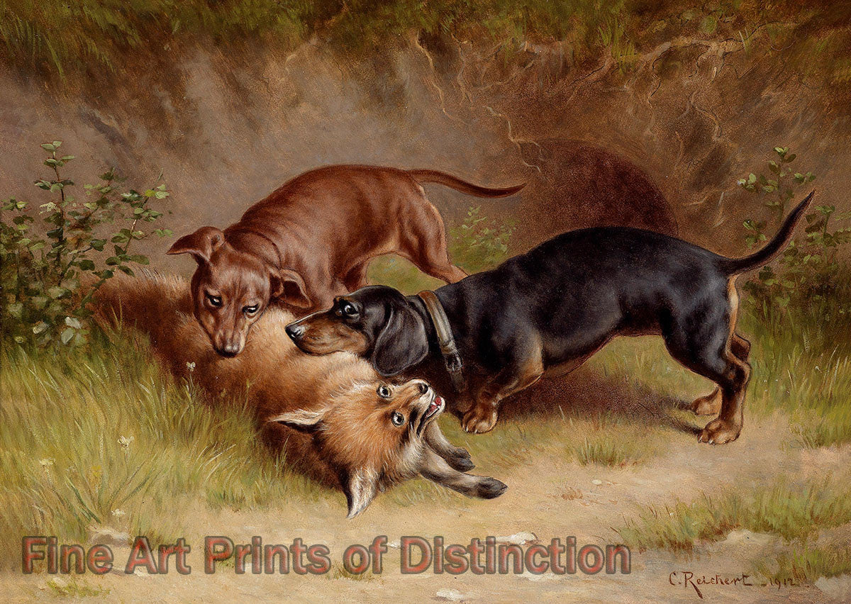 An archival premium Quality art Print of Hunting by Carl Reichert for sale by Brandywine General Store