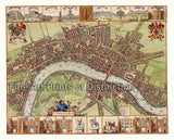 17th Century Map of London by Wenceslaus Hollar