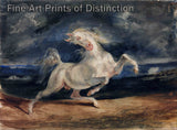 An archival premium Quality Art Print of Horse Frightened by Lightning by Eugene Delacroix for sale by Brandywine General Store