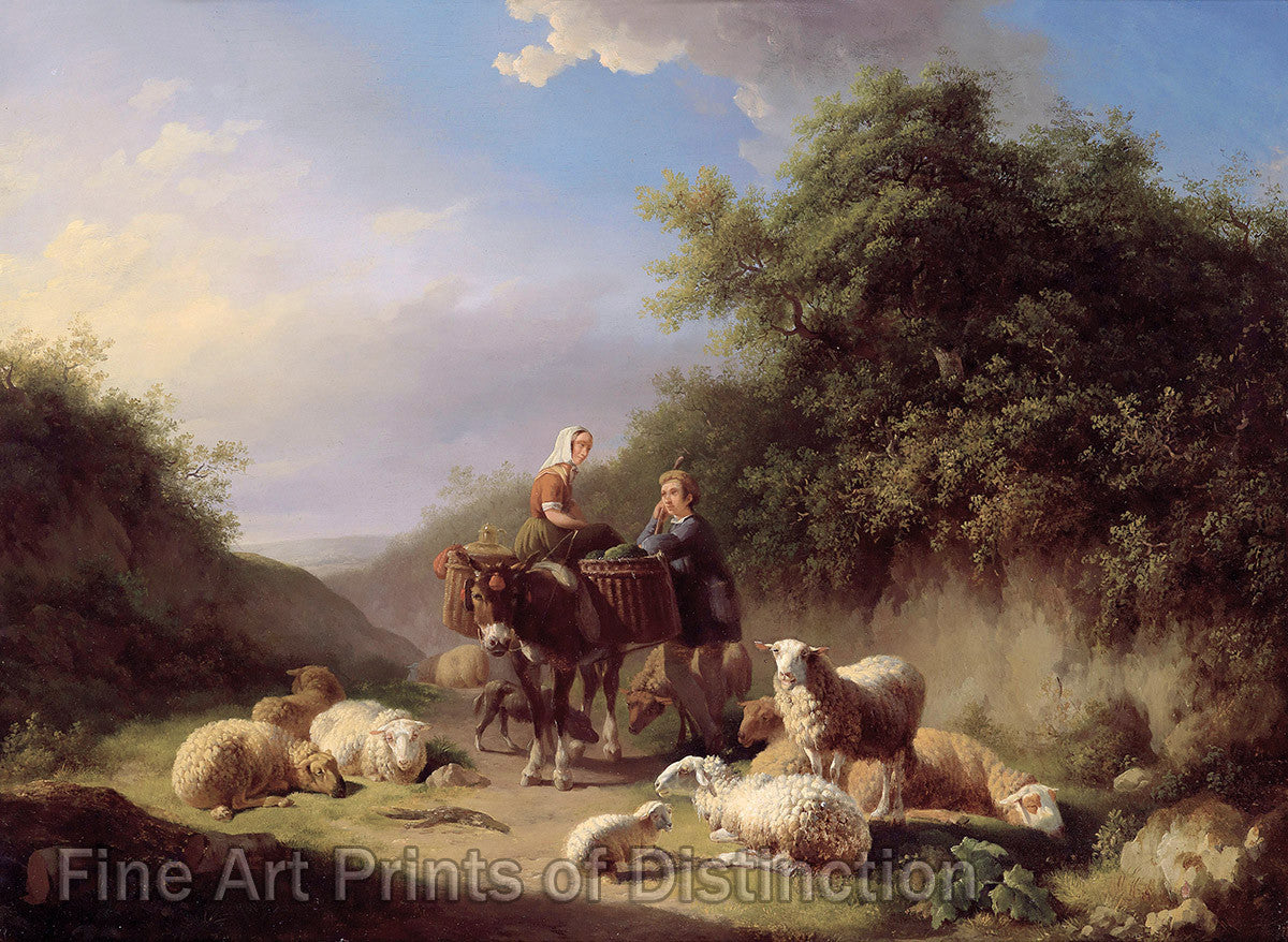 An archival premium Quality art Print of Shepherd and Shepherdess by Eugene Verboeckhoven for sale by Brandywine General Store