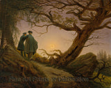 An archival premium Quality art Print of Two Men Contemplating the Moon by Caspar David Friedrich for sale by Brandywine General Store