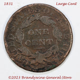 An 1831 Matron Head Large Cent in Good plus condition reverse side