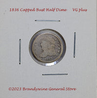 An 1836 Capped Bust silver half dime Large C variety in very good plus condition