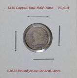 An 1836 Capped Bust silver half dime Large C variety in very good plus condition