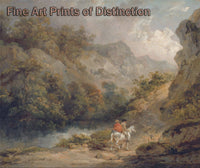 An archival premium Quality art Print of Rocky Landscape with Two Men on a Horse by George Morland for sale by Brandywine General Store