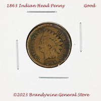 An 1863 Indian Head Penny in good condition for sale by Brandywine General Store