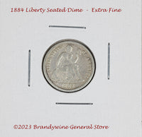 An 1884 Liberty Seated Dime in extra fine condition