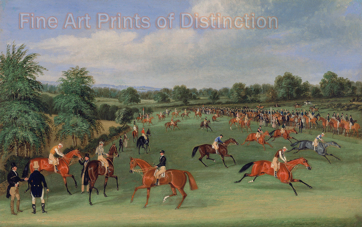 An archival premium Quality art Print of the Epsom Races Preparing to Start by James Pollard for sale by Brandywine General Store
