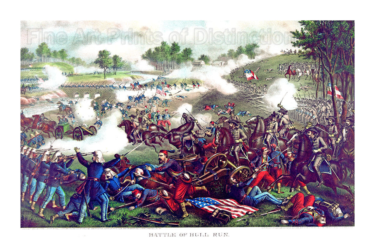 An archival premium quality art print of The Battle of Bull Run by Kurz and Allison in 1889 for sale by Brandywine General Store