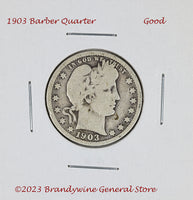 A 1903 Barber Quarter in good plus condition