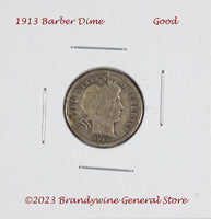 A 1913 Barber dime in good condition for sale by Brandywine General Store