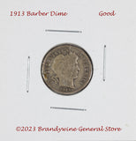 A 1913 Barber dime in good condition for sale by Brandywine General Store