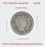 A 1913 Barber Quarter in good condition for sale by Brandywine General Store