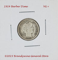 A 1914 Barber dime in very good plus condition